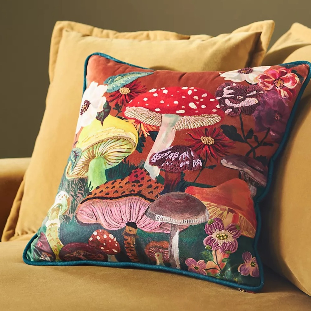 Nathalie Lete Embroidered Velvet Pillow